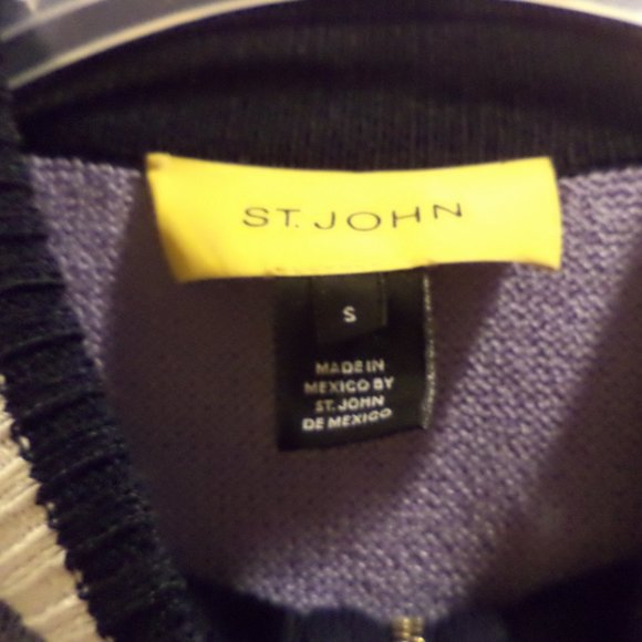 St.  John Zip Jacket Cardigan   Lavender with Cream + Black Trim   Size: Small - Picture 2 of 8